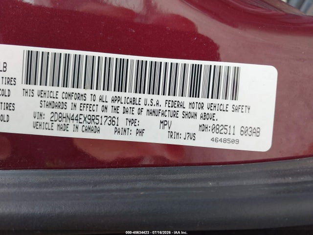 45634423 :رقم المزاد ، 2D8HN44EX9R517361 vin ، 2009 Dodge Grand Caravan Se مزاد بيع
