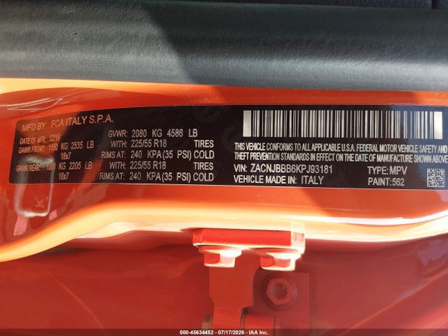 Aukcja sprzedaży 2019 Jeep Renegade Altitude 4x4, vin: ZACNJBBB6KPJ93181, numer aukcji: 45634452