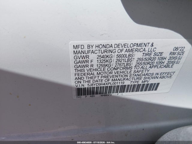 Продаж на аукціоні авто 2023 Acura Mdx Technology Package, vin: 5J8YD9H4XPL001119, номер лоту: 45634509