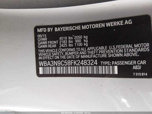 Продаж на аукціоні авто 2015 Bmw 428i Xdrive, vin: WBA3N9C58FK248324, номер лоту: 45634528
