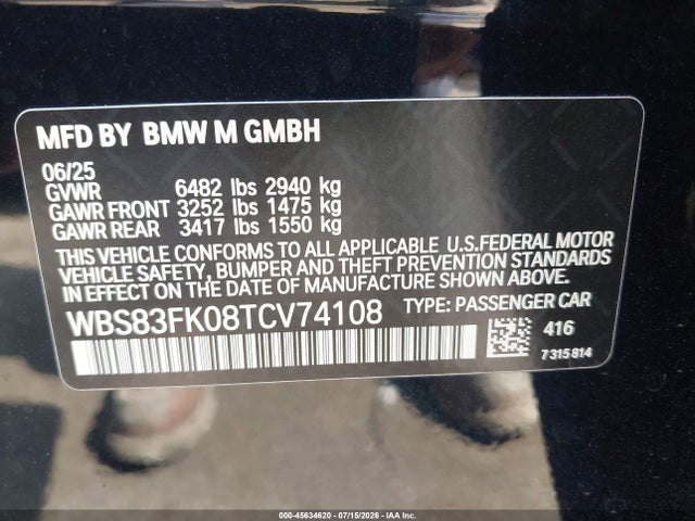 WBS83FK08TCV74108 BMW M5