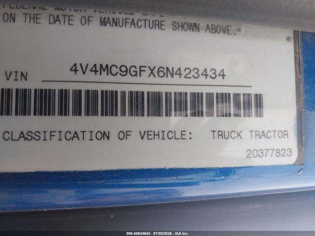 Aukcja sprzedaży 2006 Volvo Vn Vnm, vin: 4V4MC9GFX6N423434, numer aukcji: 45634643