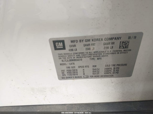 Chevrolet Trax Lt 2019 KL7CJLSB9KB934219 Image 9