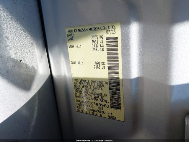 Nissan Maxima 3.5 S 2016 1N4AA6AP7GC389962 Image 9