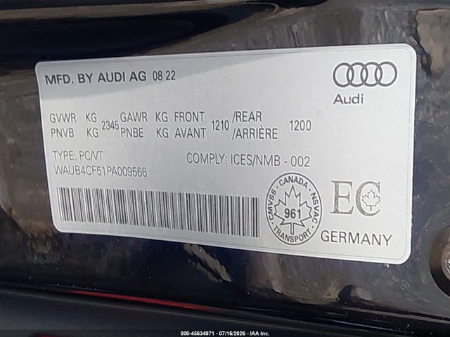 2023 Audi S5 Sportback Prestige Tfsi Quattro Tiptronic მანქანა იყიდება აუქციონზე, vin: WAUB4CF51PA009566, აუქციონის ნომერი: 45634971