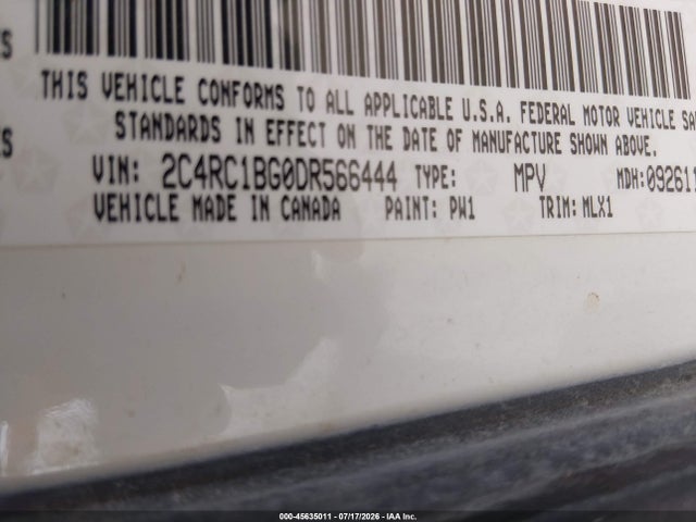 45635011 :رقم المزاد ، 2C4RC1BG0DR566444 vin ، 2013 Chrysler Town & Country Touring مزاد بيع
