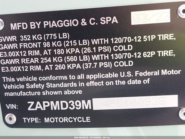 Vespa Gts/sei Giorni 300 2023 ZAPMD39M4P5100935 Image 10