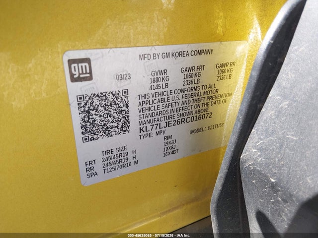 KL77LJE26RC016072 Chevrolet Trax Fwd 2rs