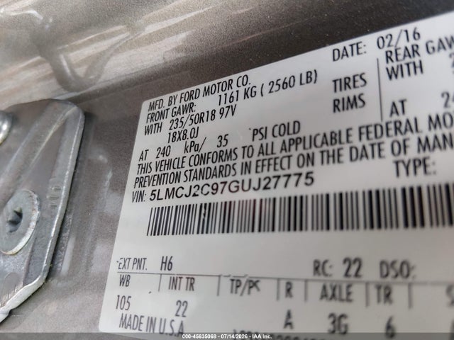 Lincoln MKC SELECT 2016 5LMCJ2C97GUJ27775 Image 9