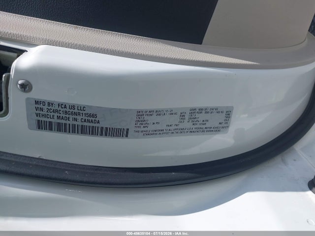 Продаж на аукціоні авто 2022 Chrysler Pacifica Touring L, vin: 2C4RC1BG6NR115665, номер лоту: 45635104