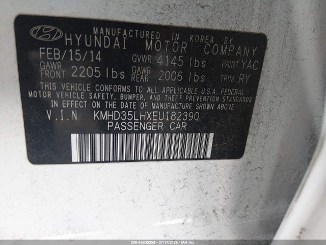 Продажа на аукционе авто 2014 Hyundai Elantra Gt Base W/blue, vin: KMHD35LHXEU182390, номер лота: 45635254