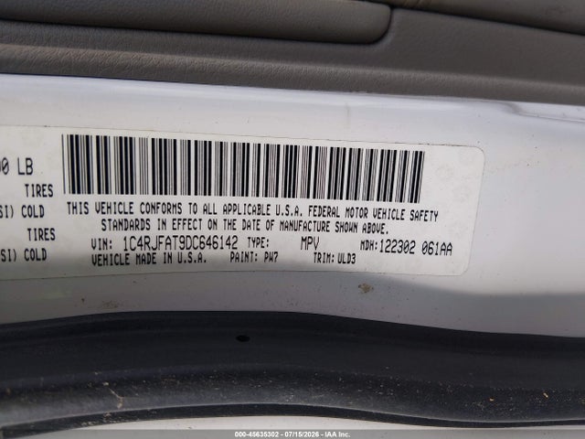 Aukcja sprzedaży 2013 Jeep Grand Cherokee Laredo, vin: 1C4RJFAT9DC646142, numer aukcji: 45635302