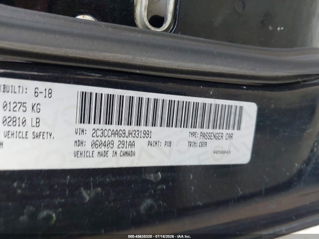 Aukcja sprzedaży 2018 Chrysler 300 Touring, vin: 2C3CCAAG9JH331991, numer aukcji: 45635320