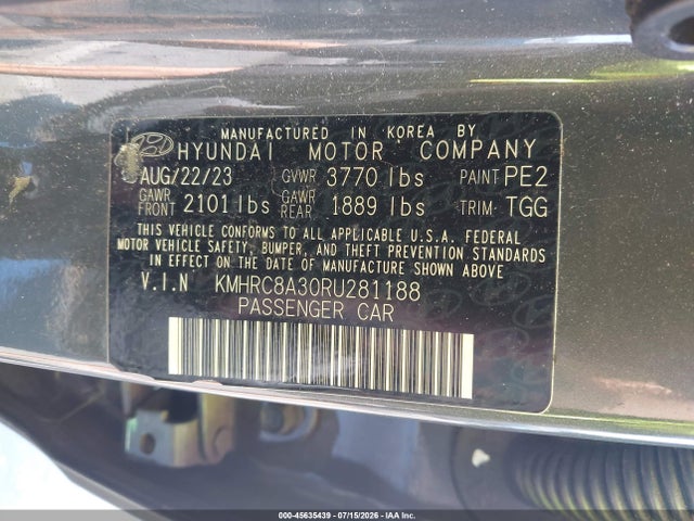 45635439 :رقم المزاد ، KMHRC8A30RU281188 vin ، 2024 Hyundai Venue Sel مزاد بيع