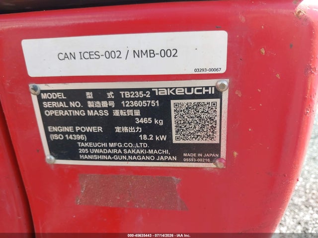 Aukcja sprzedaży 2024 Takeuchi Tb235-2, vin: 123605751, numer aukcji: 45635443
