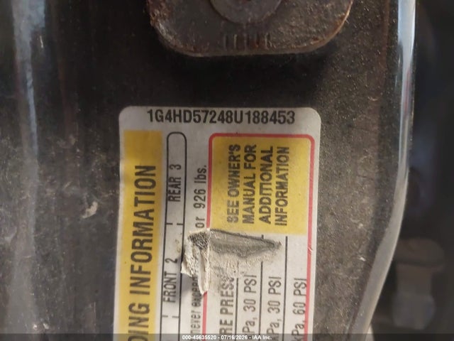 45635520 :رقم المزاد ، 1G4HD57248U188453 vin ، 2008 Buick Lucerne Cxl مزاد بيع