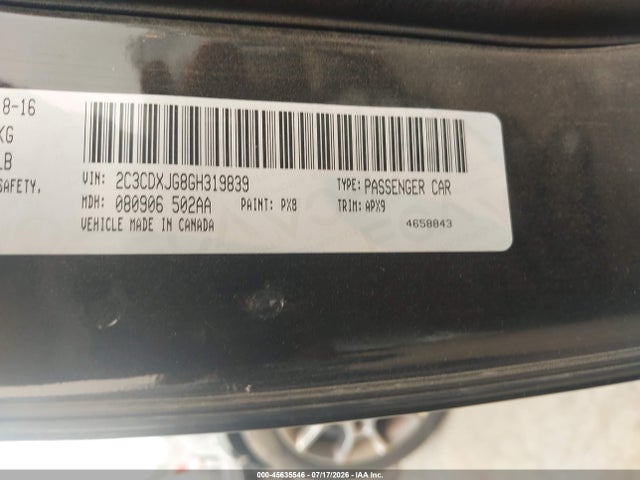 Aukcja sprzedaży 2016 Dodge Charger Sxt, vin: 2C3CDXJG8GH319839, numer aukcji: 45635546