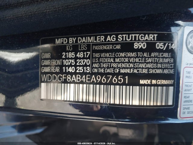 Aukcja sprzedaży 2014 Mercedes-benz C 300 Sport 4matic, vin: WDDGF8AB4EA967651, numer aukcji: 45635624