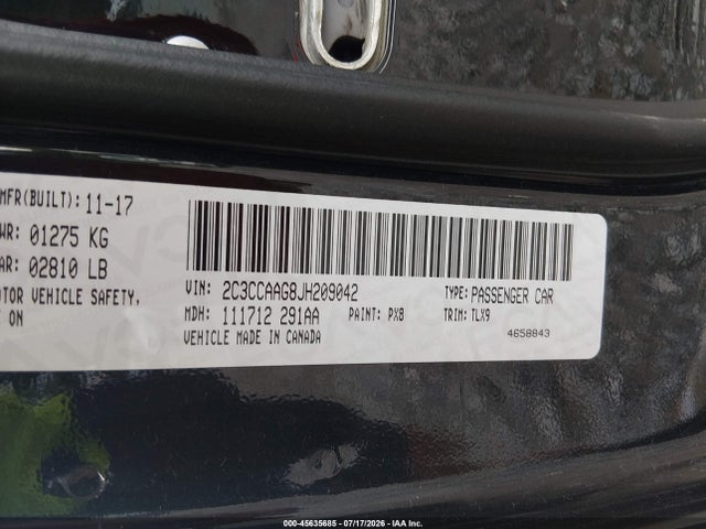 Aukcja sprzedaży 2018 Chrysler 300 Touring L, vin: 2C3CCAAG8JH209042, numer aukcji: 45635685