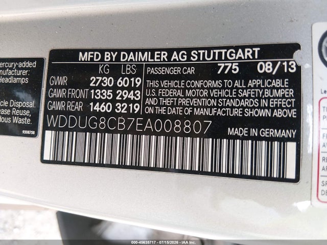 45635717 :رقم المزاد ، WDDUG8CB7EA008807 vin ، 2014 Mercedes-benz S 550 مزاد بيع