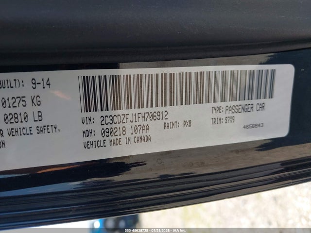 Aukcja sprzedaży 2015 Dodge Challenger R/t Scat Pack, vin: 2C3CDZFJ1FH706912, numer aukcji: 45635728