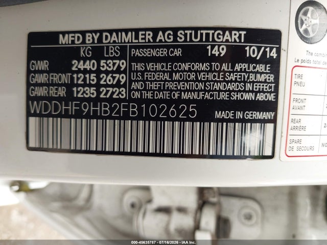 45635787 :رقم المزاد ، WDDHF9HB2FB102625 vin ، 2015 Mercedes-benz E 250 Bluetec 4matic مزاد بيع