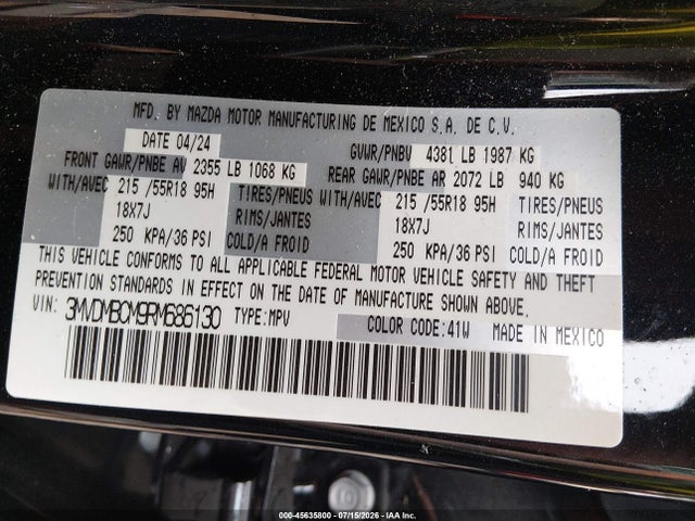 Aukcja sprzedaży 2024 Mazda Cx-30 2.5 S Preferred Package, vin: 3MVDMBCM9RM686130, numer aukcji: 45635800