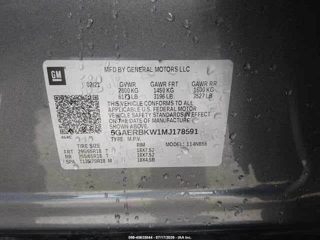 Продаж на аукціоні авто 2021 Buick Enclave Fwd Essence, vin: 5GAERBKW1MJ178591, номер лоту: 45635844