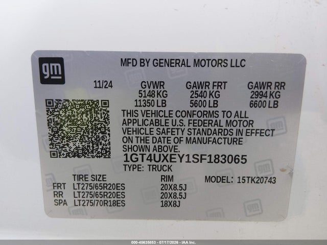 Продажа на аукционе авто 2025 Gmc Sierra 2500hd 4wd  Standard Bed Denali Ultimate, vin: 1GT4UXEY1SF183065, номер лота: 45635853