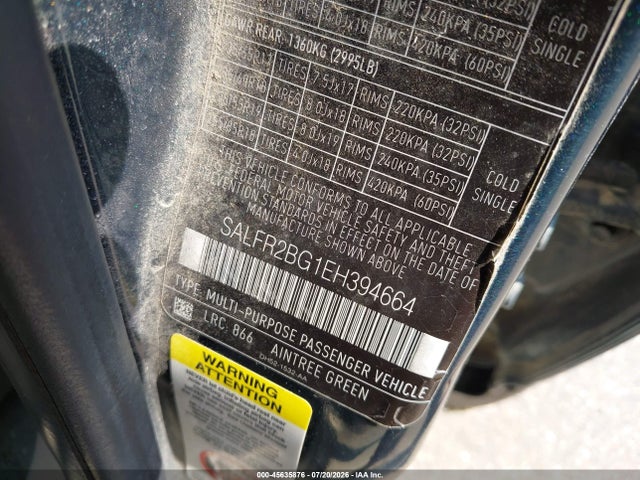Aukcja sprzedaży 2014 Land Rover Lr2, vin: SALFR2BG1EH394664, numer aukcji: 45635876