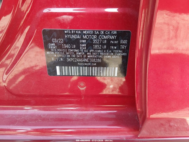 Hyundai ACCENT SE 2022 3KPC24A64NE168286 Image 9