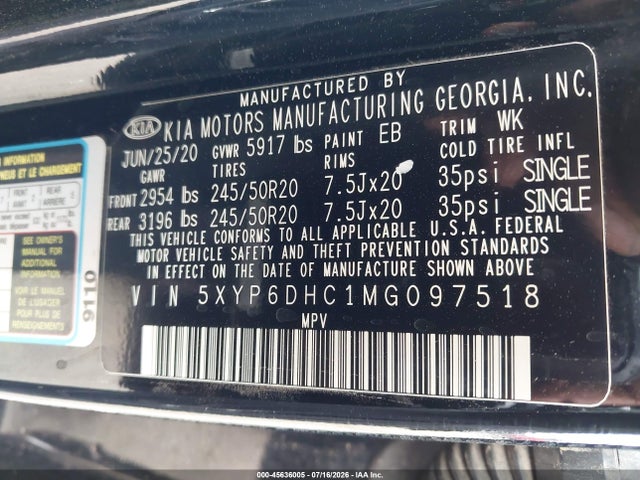 KIA Telluride S 2021 5XYP6DHC1MG097518 Image 9
