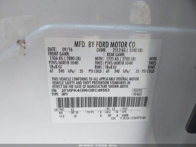 Ford EDGE SE 2016 2FMPK4G96GBC48553 Image 9