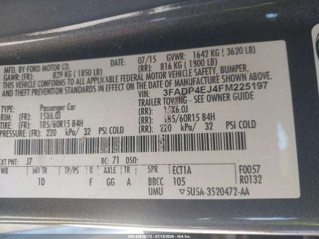 Ford FIESTA SE 2015 3FADP4EJ4FM225197 Image 9
