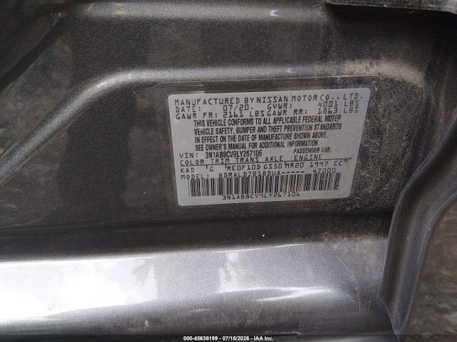 3N1AB8CV9LY267106 Nissan Sentra Sv Xtronic Cvt