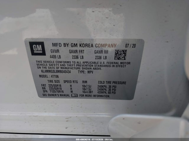 Aukcja sprzedaży 2021 Buick Encore Gx Awd Essence, vin: KL4MMGSL8MB040434, numer aukcji: 45636216