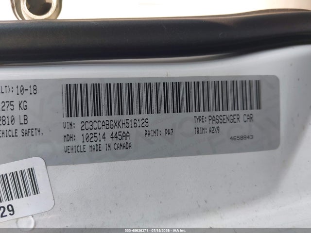 2019 Chrysler 300 მანქანა იყიდება აუქციონზე, vin: 2C3CCABGXKH516129, აუქციონის ნომერი: 45636371
