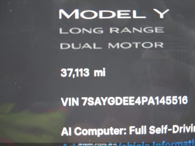 7SAYGDEE4PA145516 Tesla Model Y Awd/long Range Dual Motor All-wheel Drive