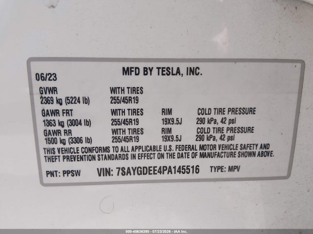 7SAYGDEE4PA145516 Tesla Model Y Awd/long Range Dual Motor All-wheel Drive