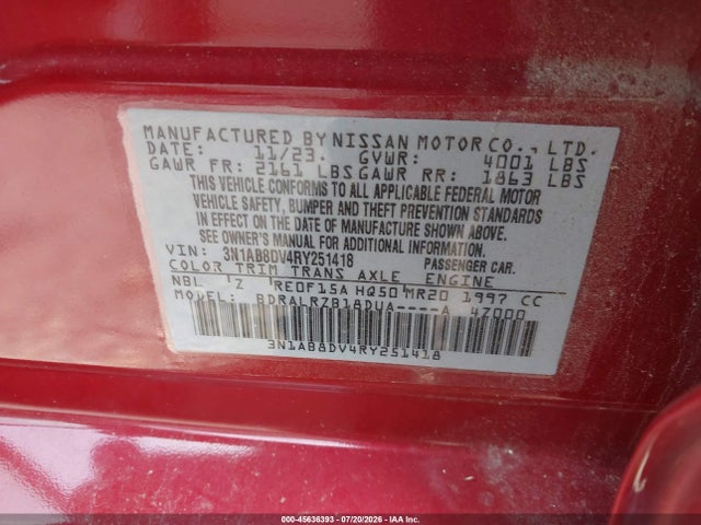 Продаж на аукціоні авто 2024 Nissan Sentra Sr Xtronic Cvt, vin: 3N1AB8DV4RY251418, номер лоту: 45636393