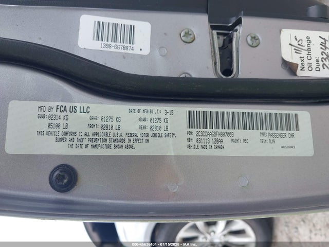 Aukcja sprzedaży 2015 Chrysler 300 Limited, vin: 2C3CCAAG9FH807003, numer aukcji: 45636401