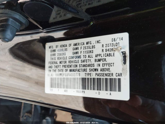 Aukcja sprzedaży 2015 Acura Tlx V6 Tech, vin: 19UUB2F5XFA003776, numer aukcji: 45636495
