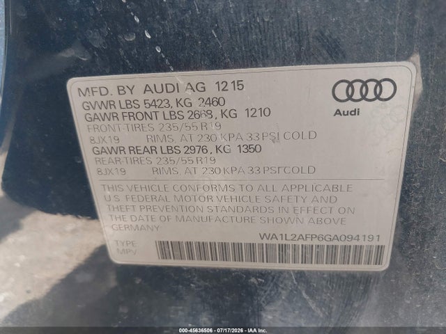 WA1L2AFP6GA094191 Audi Q5 2.0t Premium