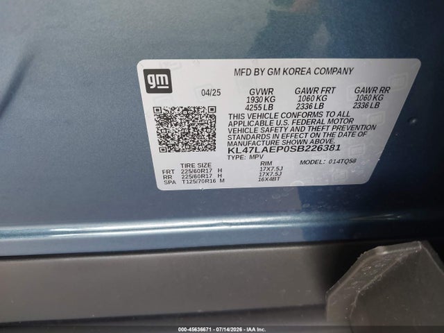 Продажа на аукционе авто 2025 Buick Envista Preferred Fwd, vin: KL47LAEP0SB226381, номер лота: 45636671
