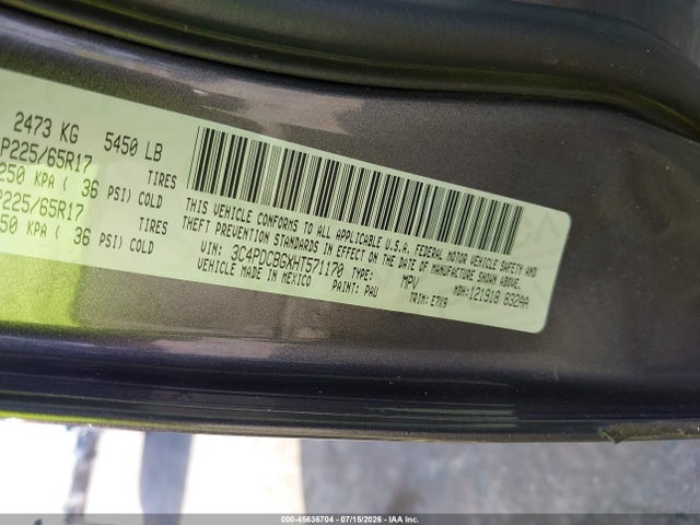 45636704 :رقم المزاد ، 3C4PDCBGXHT571170 vin ، 2017 Dodge Journey Sxt مزاد بيع