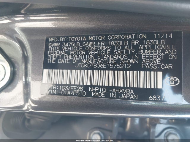 Toyota Prius C One 2014 JTDKDTB36E1575212 Image 9