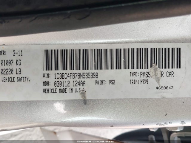 Продаж на аукціоні авто 2011 Chrysler 200 Lx, vin: 1C3BC4FB7BN535398, номер лоту: 45636896