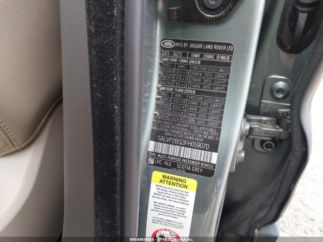SALVP2BG3FH059070 Land Rover Range Rover Evoque Pure