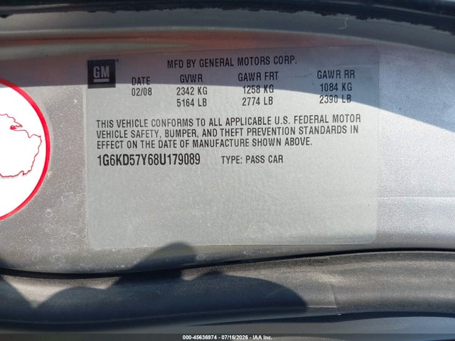 Aukcja sprzedaży 2008 Cadillac Dts 1sb, vin: 1G6KD57Y68U179089, numer aukcji: 45636974