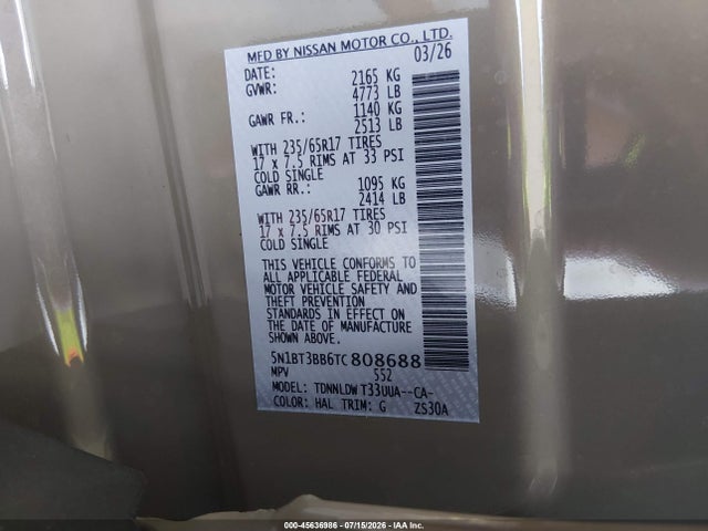 5N1BT3BB6TC808688 Nissan Rogue Rock Creek